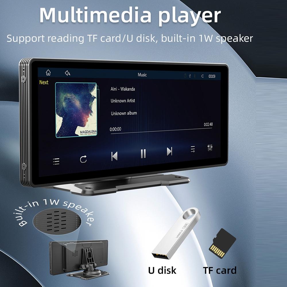 10.26 Inch Car Mp5 Player With Carplay / Android Auto - Portable Black