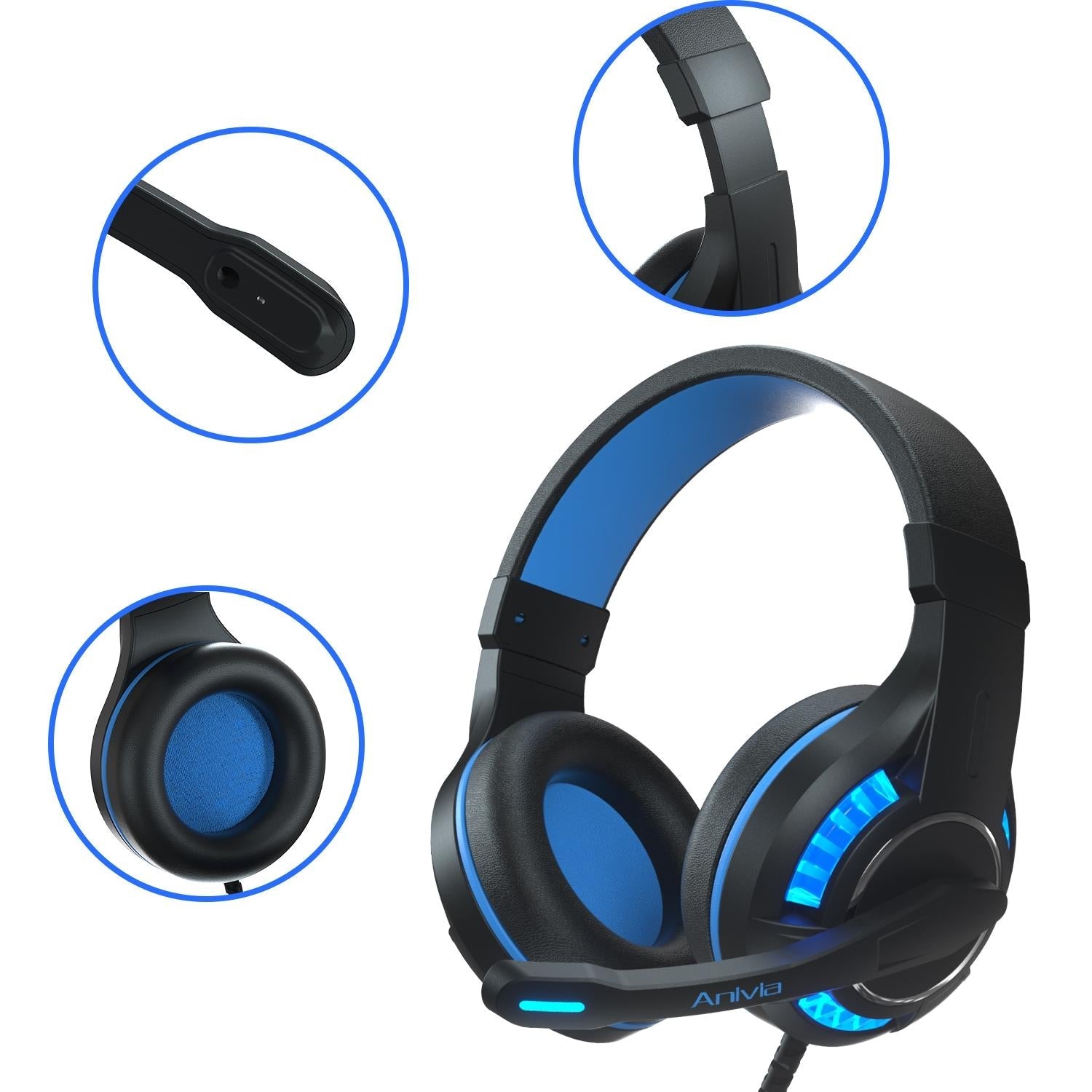 Adjustable Gaming Headset With Mic Black / Blue