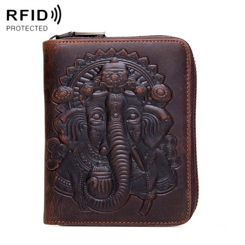 Dark Coffee Leather Passport / Card Holder - Rfid-protected