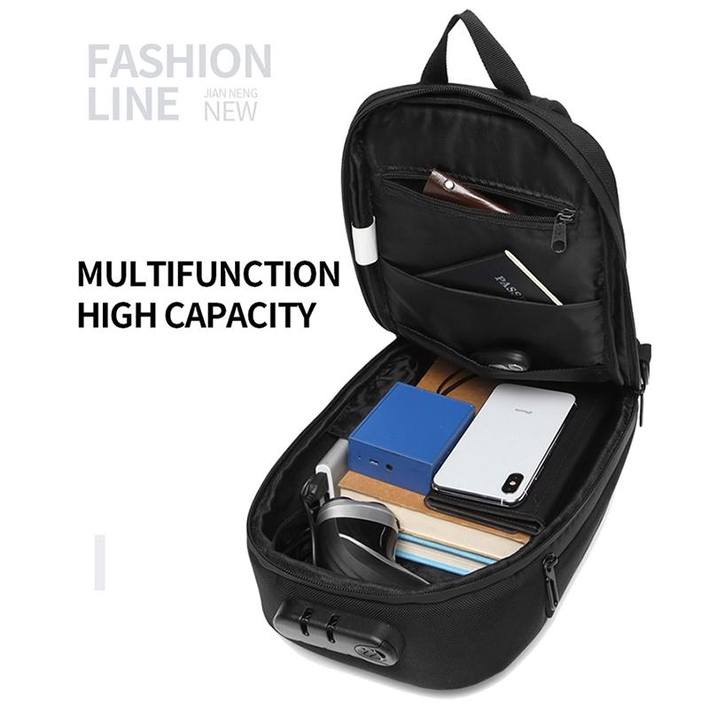 Waterproof Anti Theft Chest Bag With Usb Port Men Outdoor Messenger Bag Dark Blue