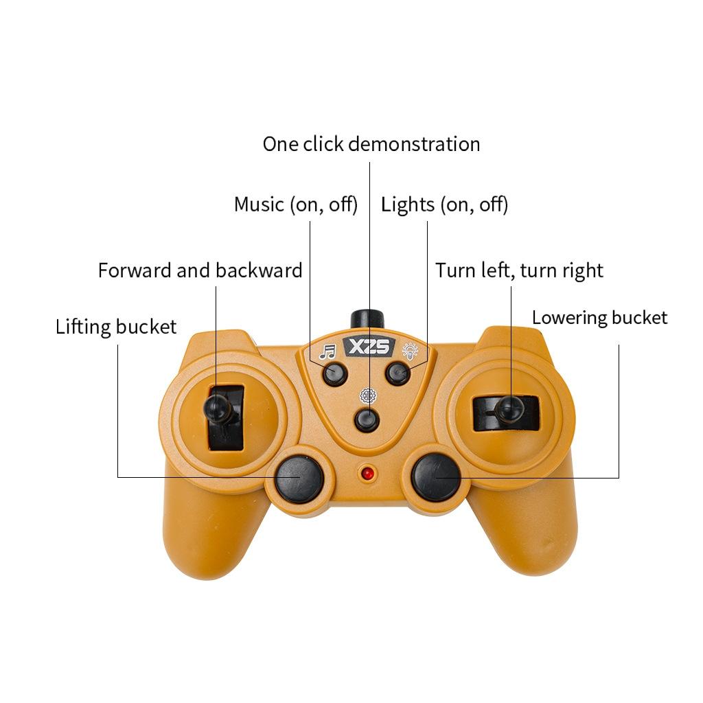 9-Channel Remote Control Bulldozer Toy With Alloy Excavator