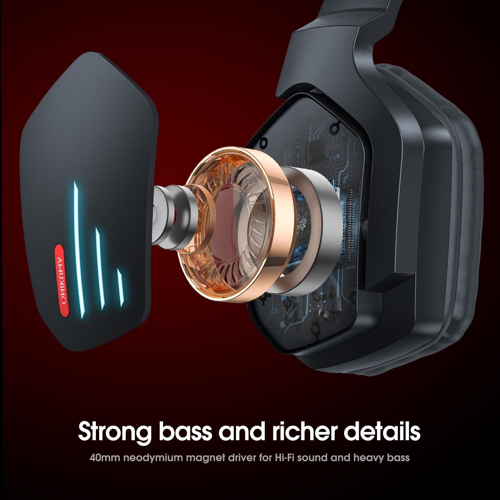 Adjustable Bass Gaming Bluetooth Headset With Mic