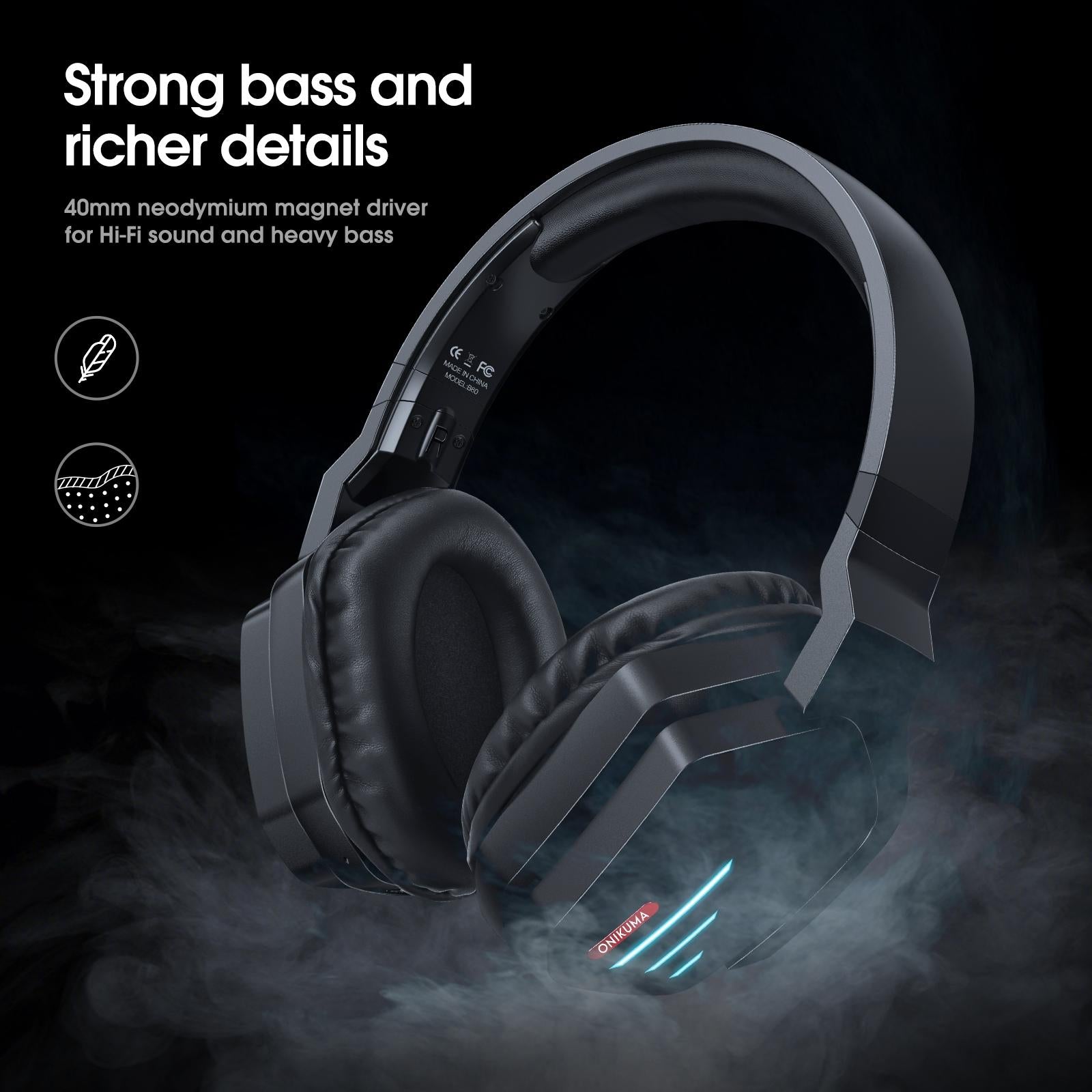 Adjustable Bass Gaming Bluetooth Headset With Mic