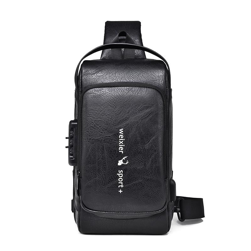 Waterproof Anti Theft Crossbody Backpack For Men - Black