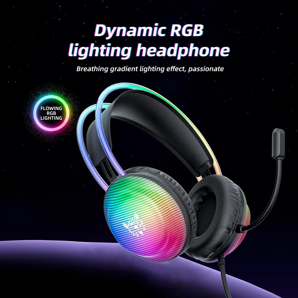 Rgb Wired Gaming Headset 2.2M Cable Black