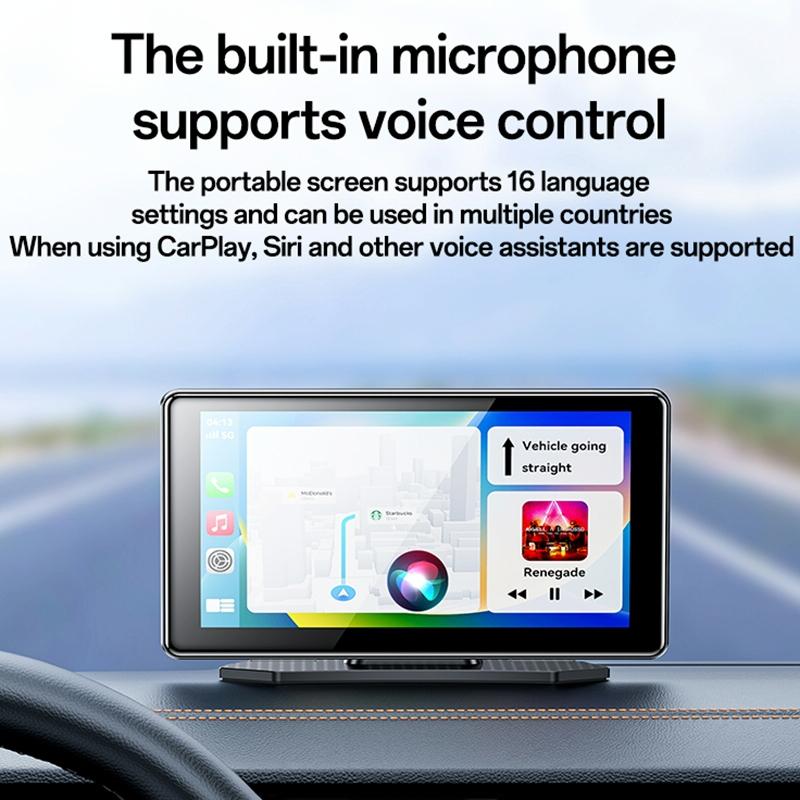 7 Inch Carplay Portable Car Video Navigation - Black