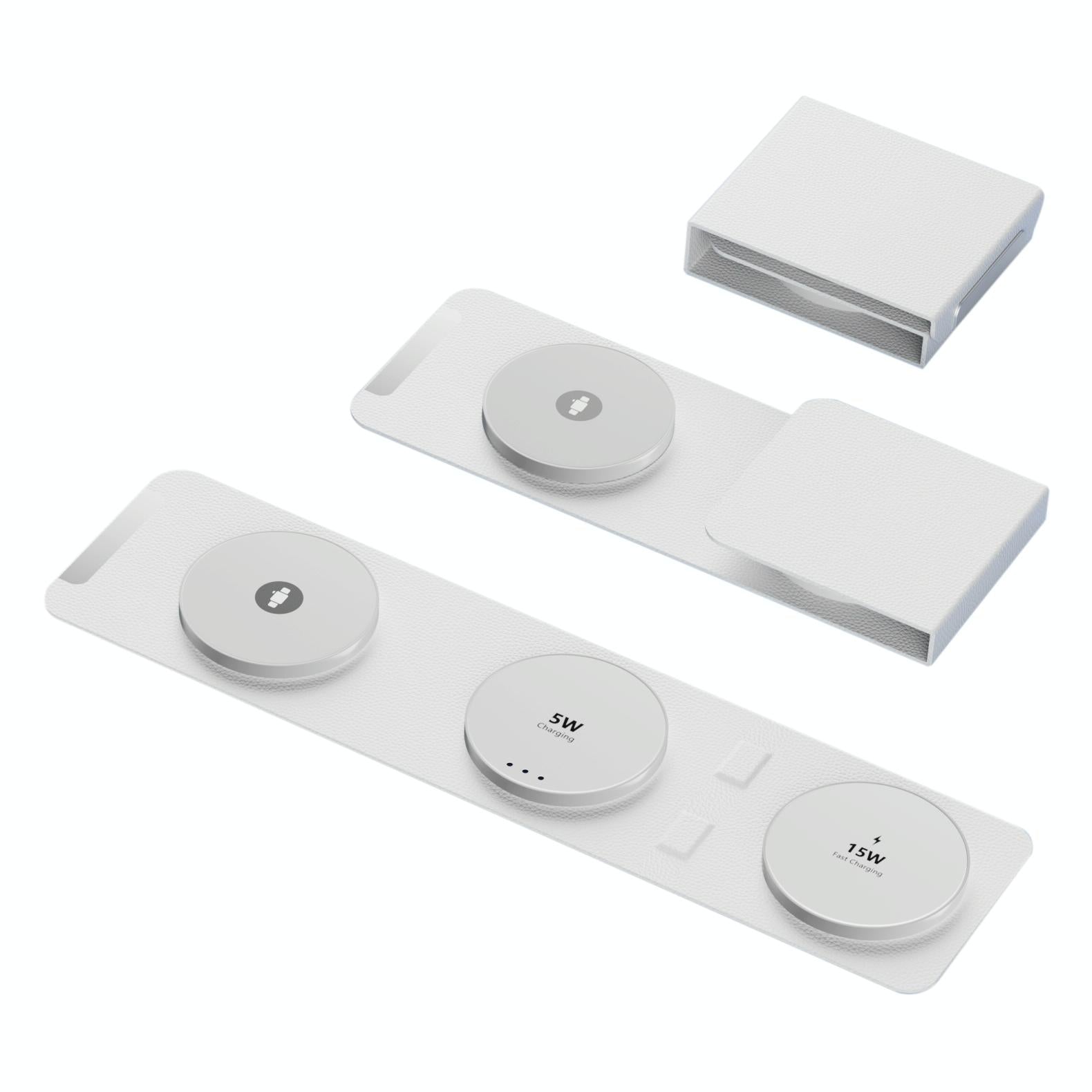 15W 3 In 1 Magnetic Wireless Charger - White