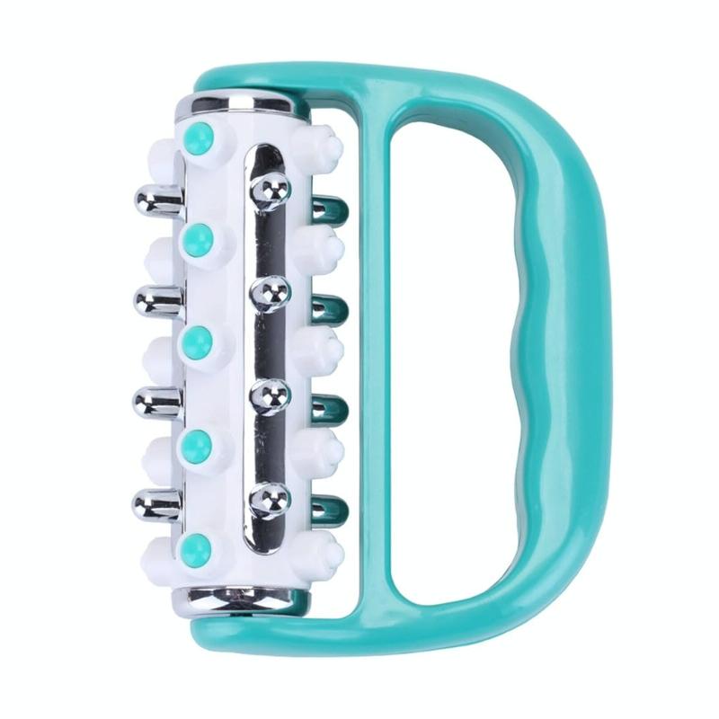 Curved Handheld Roller Massager 5 Rows Soothing Relief - Yellow