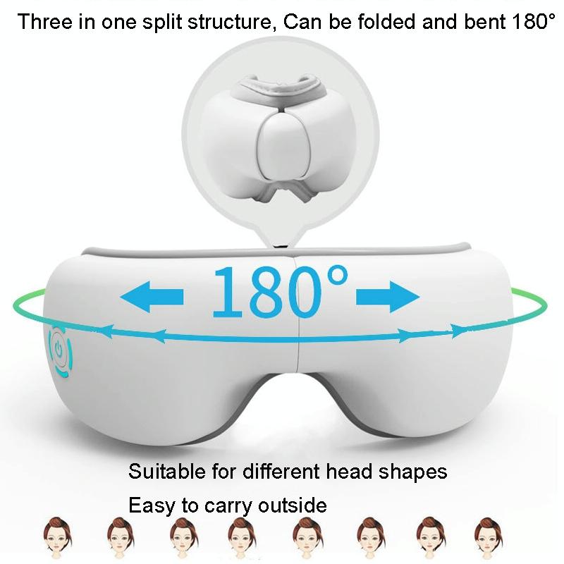 Intelligent Wireless Eye Massager With Vibration & Hot Compress White