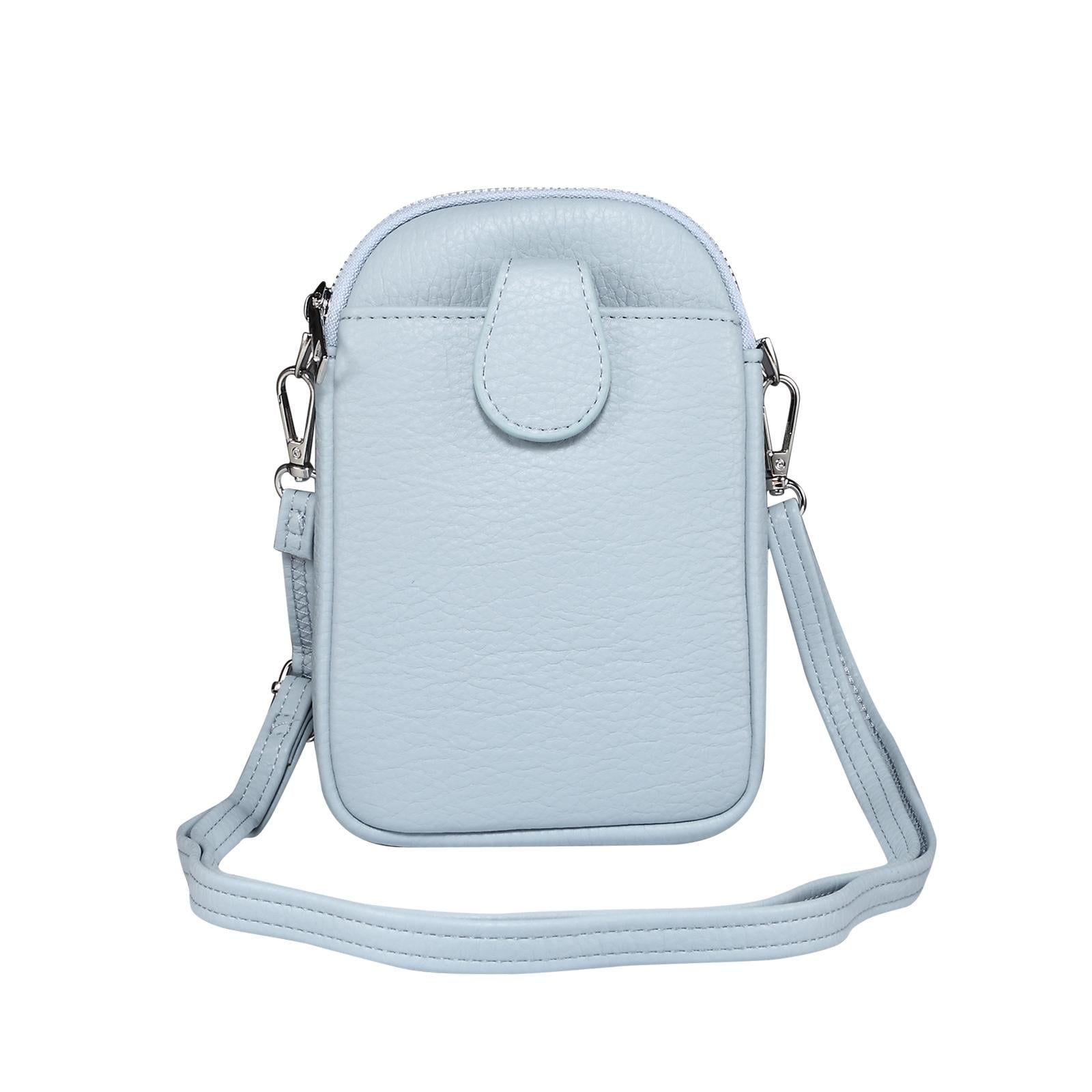 Litchi Texture Phone Crossbody Bag Leather Case For 5.5 Inch - 7.2 Inch Phones - Blue