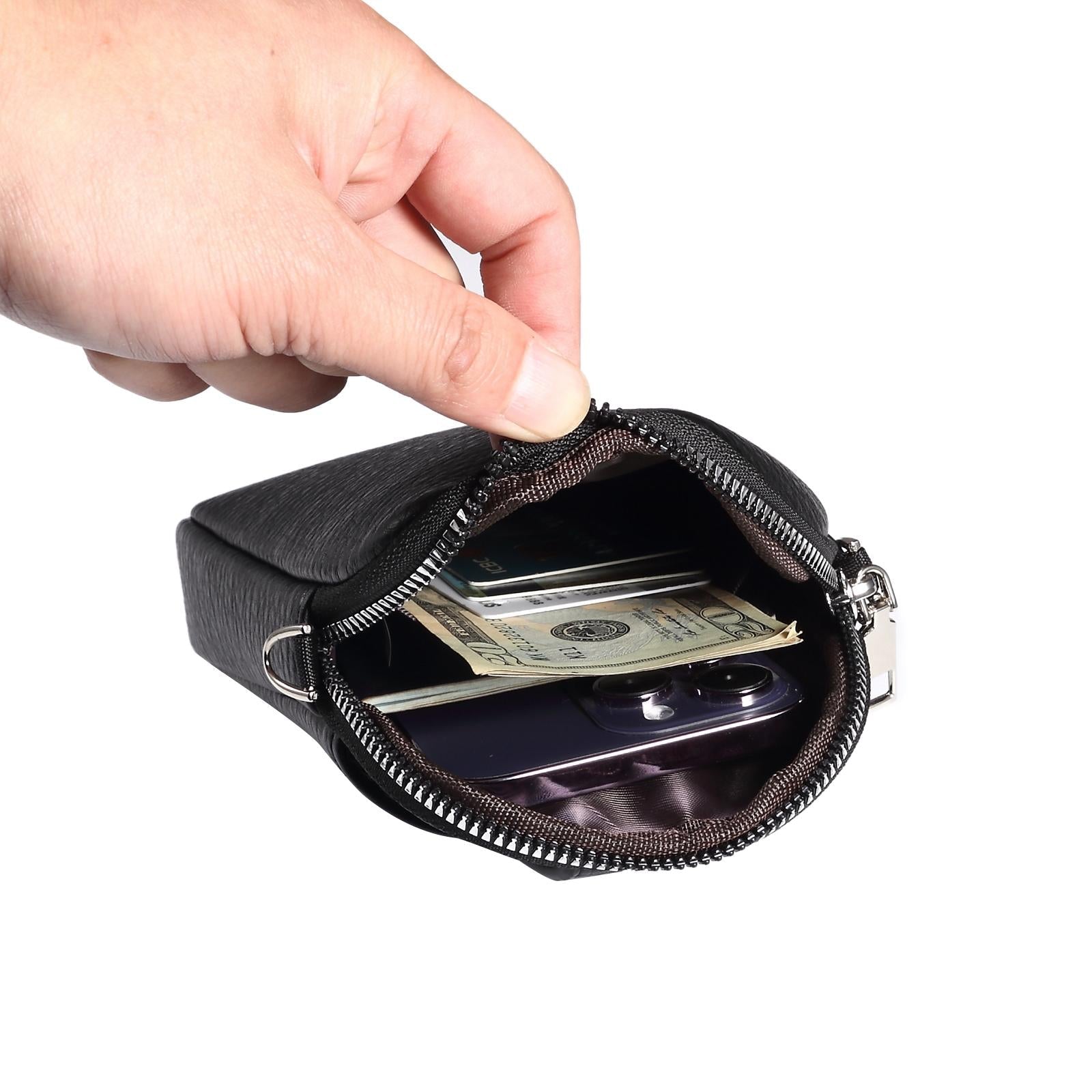 Litchi Texture Phone Crossbody Bag Leather Case For 5.5 Inch - 7.2 Inch Phones - Blue