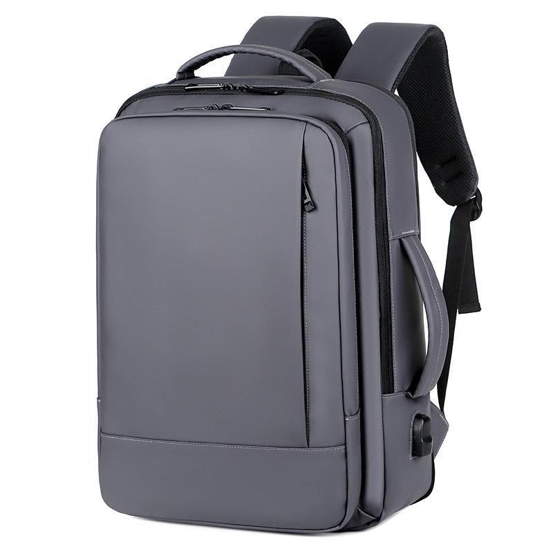 Waterproof Expandable Laptop Backpack With Usb Port - Black
