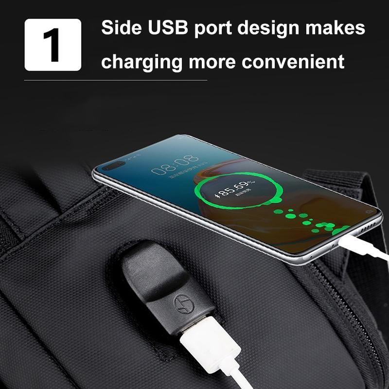 Waterproof Expandable Laptop Backpack With Usb Port - Black