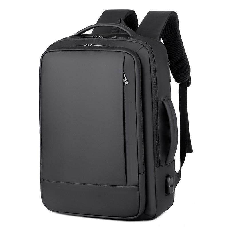 Waterproof Expandable Laptop Backpack With Usb Port - Black