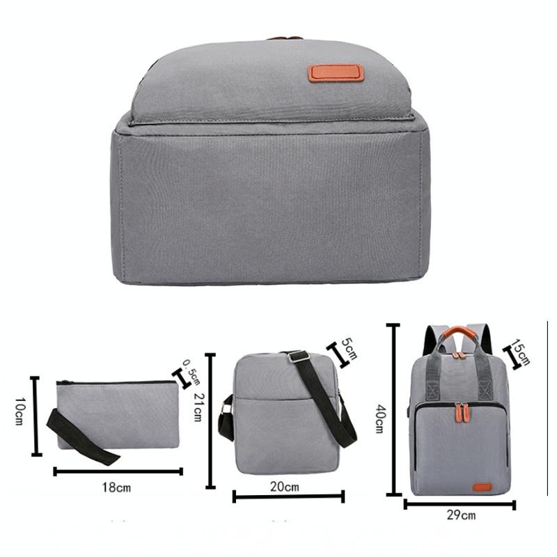 3-in-1 Student Usb Backpack - Multi-functional - Light Grey