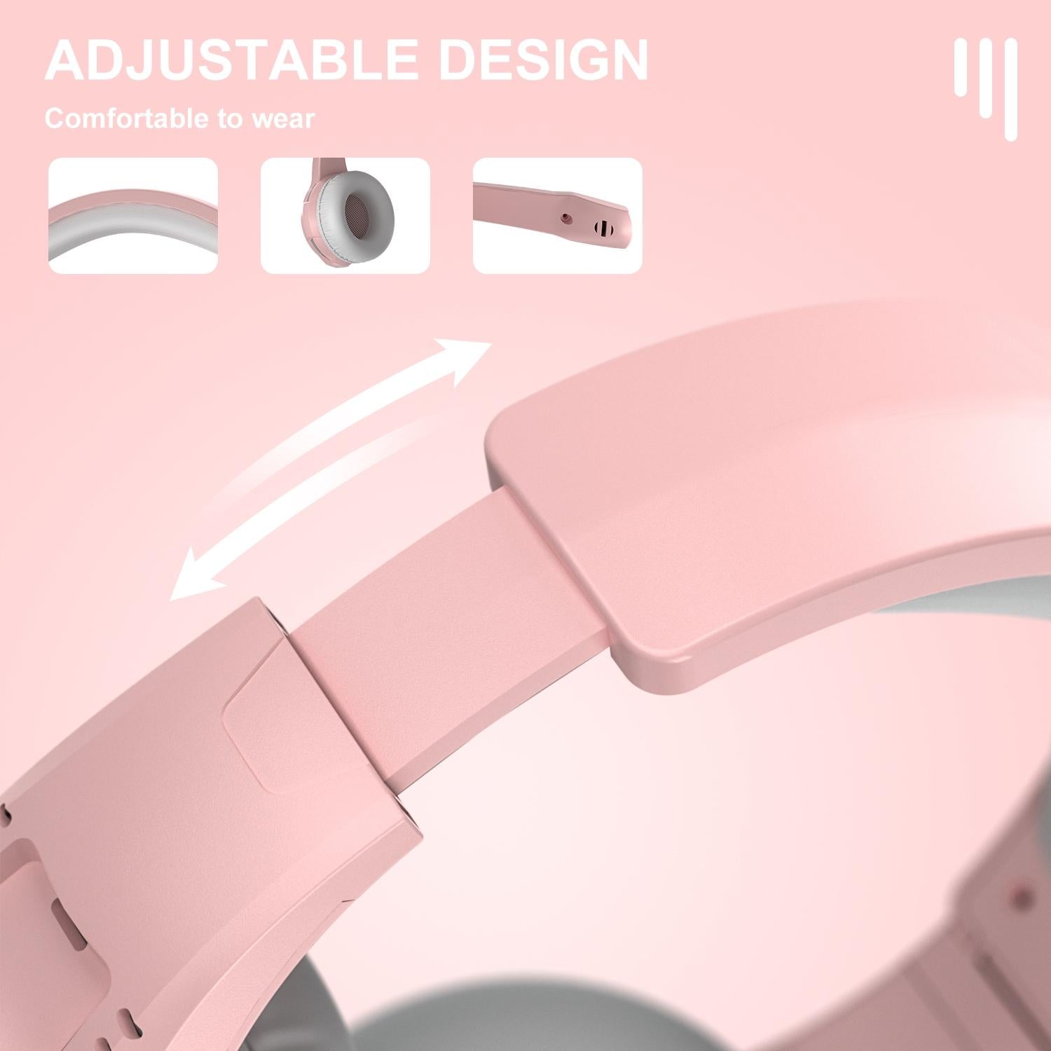 3.5Mm Wired Gaming Headset With Mic Pink