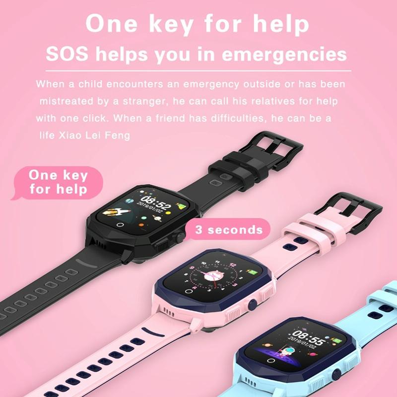 1.4 Inch 4G Gps Positioning Children Calling Watch With Sos Function - Pink