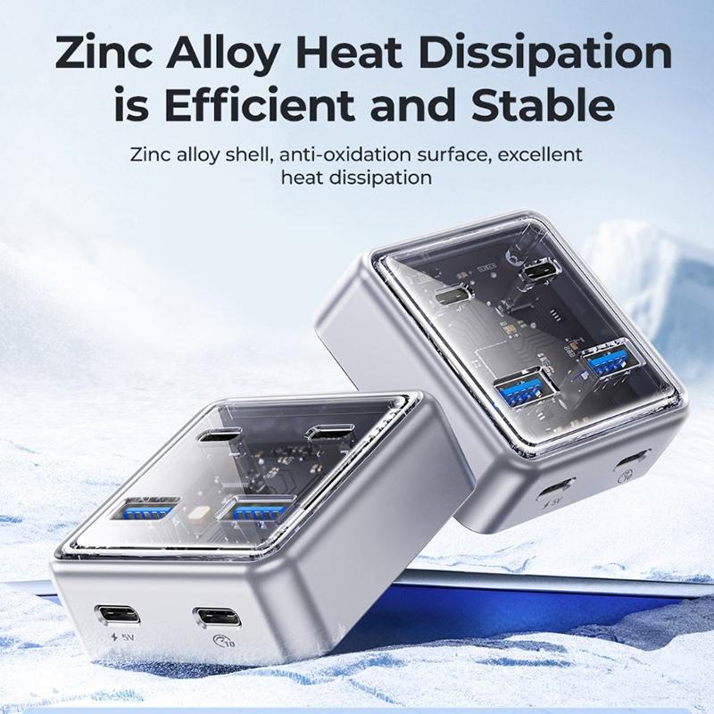 4-Port Usb 3.0 Hub Converter Compact Silver