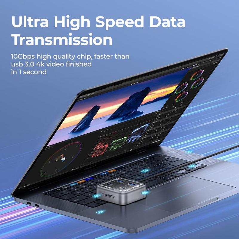 4-Port Usb 3.0 Hub Converter Compact Silver