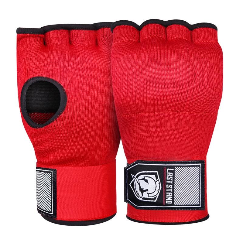Protective Half Finger Boxing Gloves With Gel Padding And Wrist Support - One Size - Red