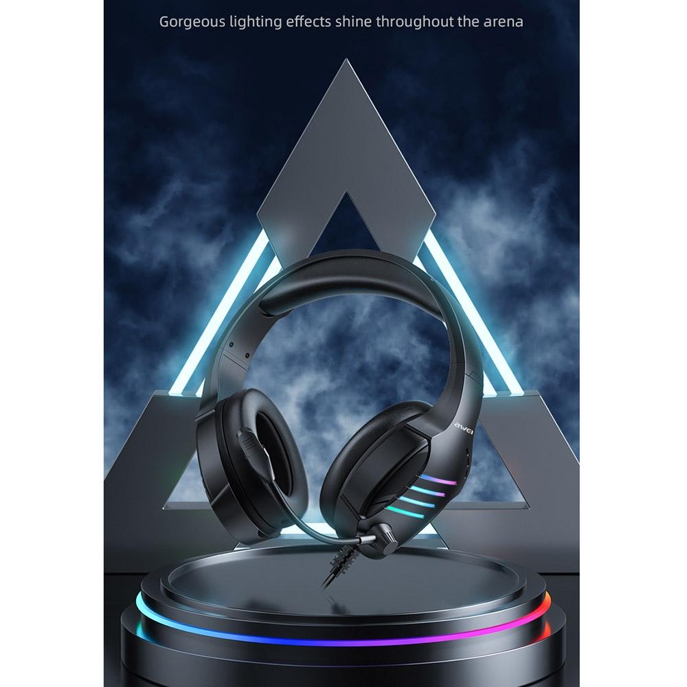 Usb + 3.5Mm Gaming Headset With Mic & Ambient Light Black