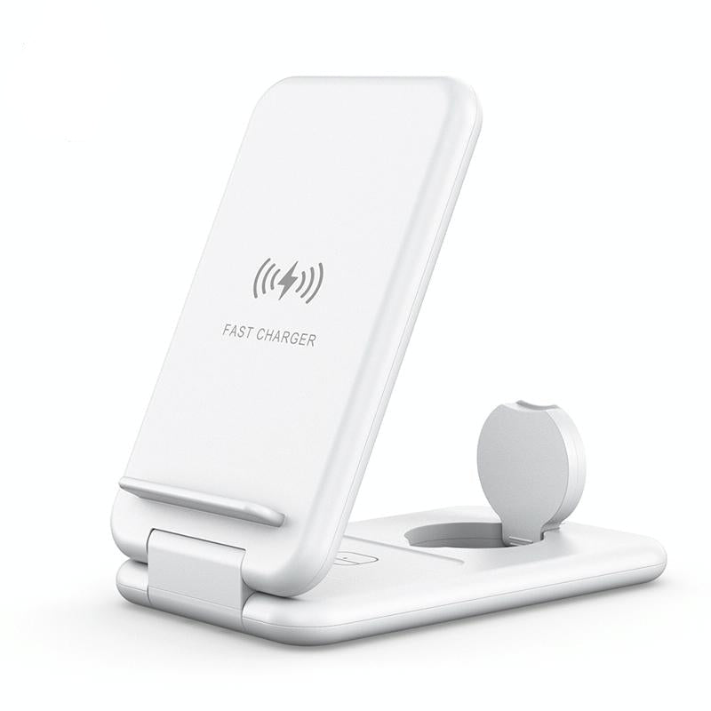 15W 3 In 1 Foldable Wireless Charger For Iphones Iwatchs Airpods - Black