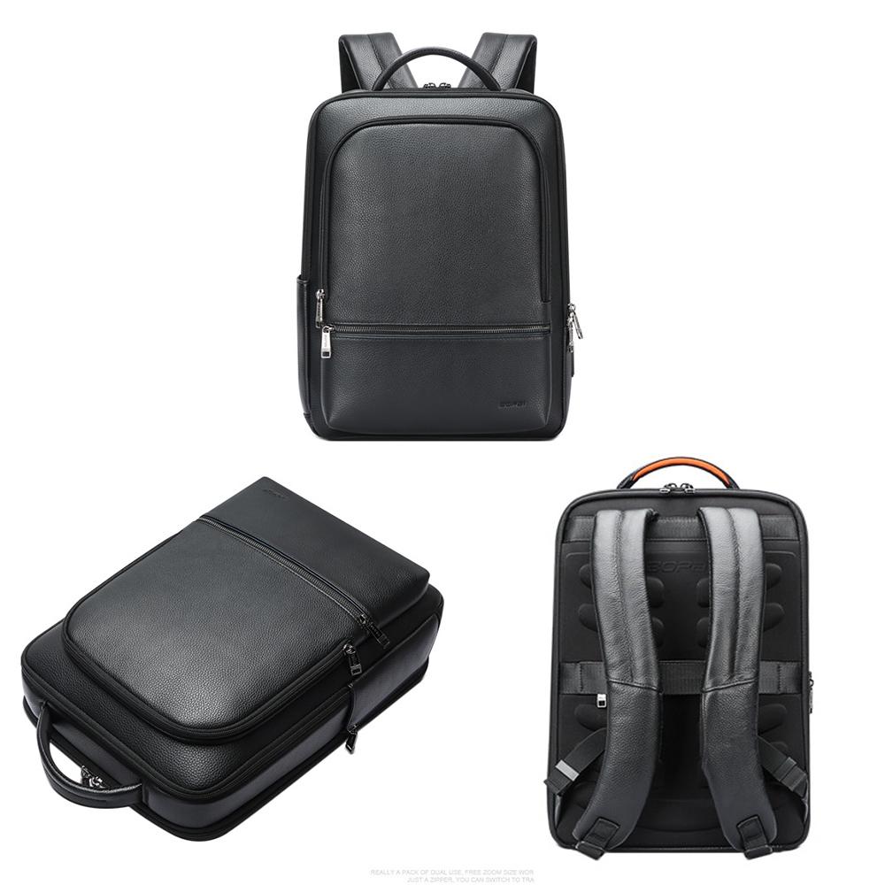 Waterproof Anti-theft Backpack with Usb Charging - Cowhide Multi-compartment Black