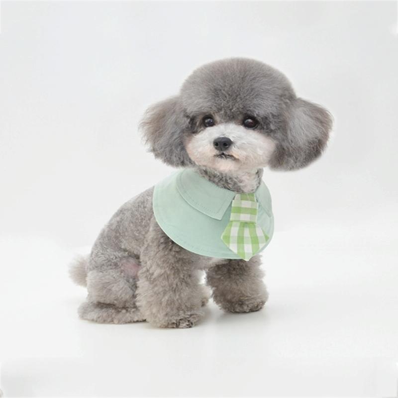 Pet Shawl Scarf Saliva Towel Dog Clothes Accessories - Size S - Green