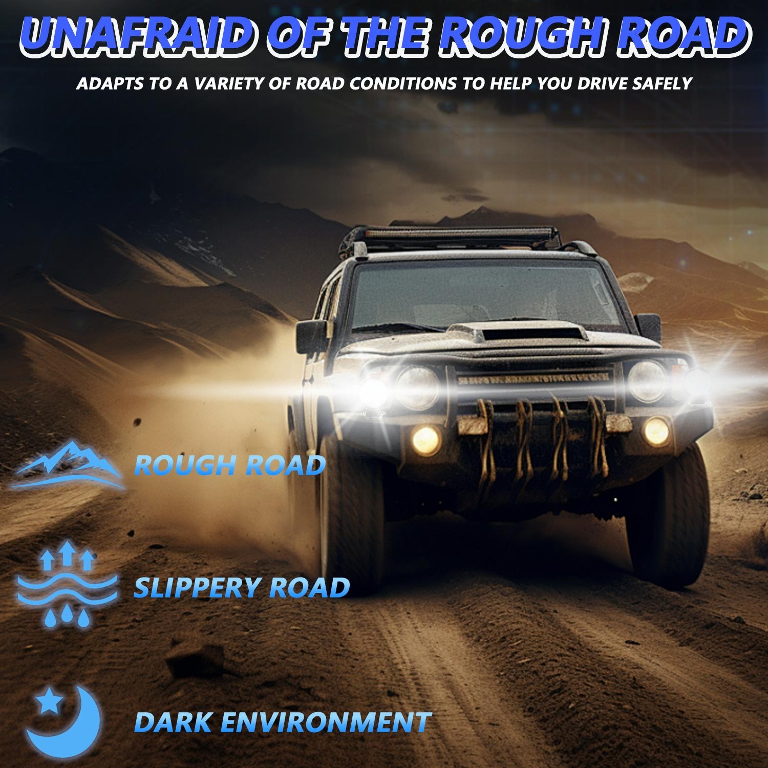 14W 9 - 30V Floodlight Mixed Luminous 4 Inch Round Work Light With Wire Set