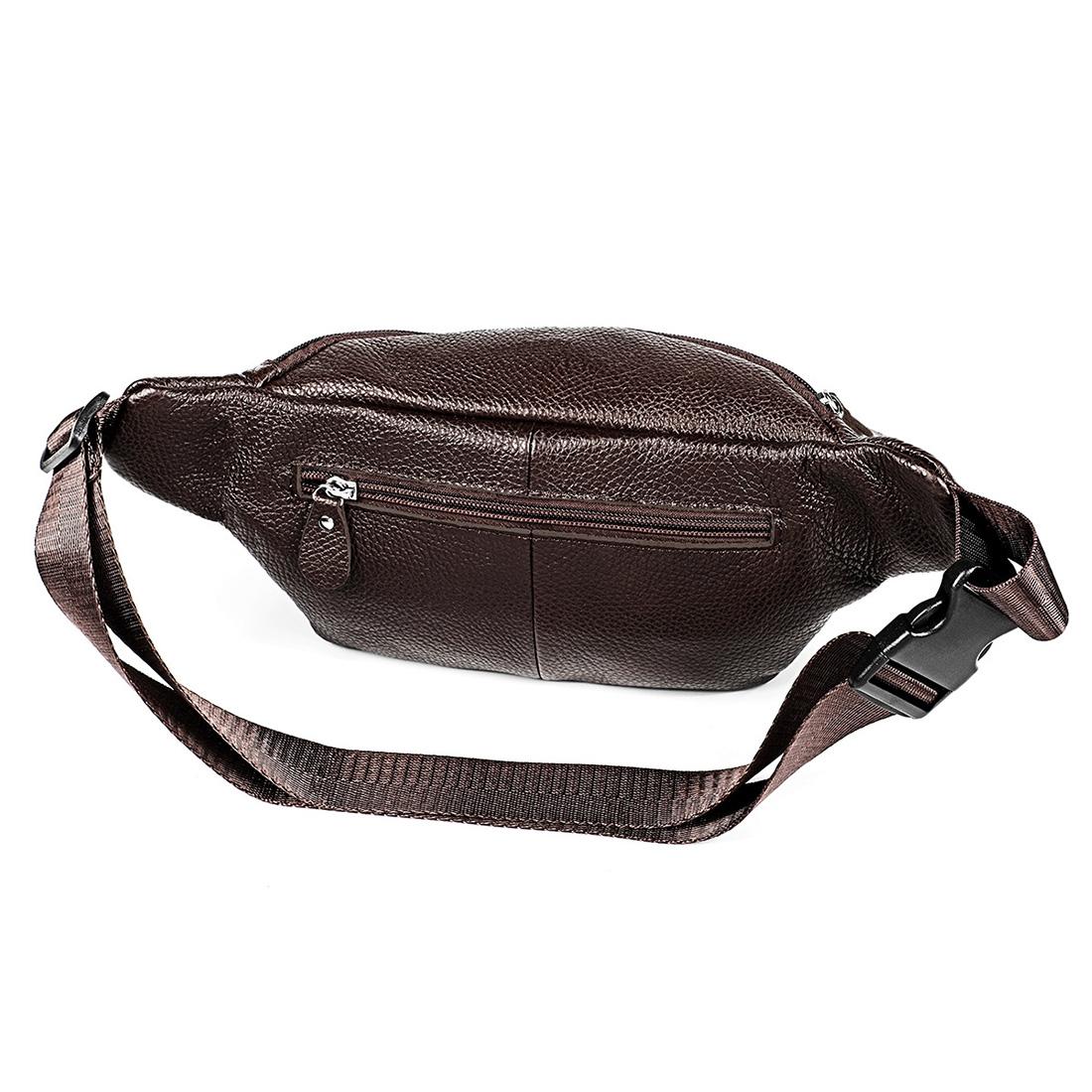 Outdoor Leather Shoulder Bag For Sports & Phone - Coffee