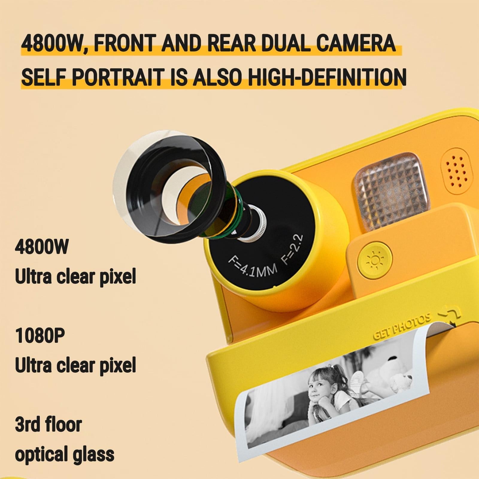 2-inch Dual Lens Instant Print Camera for Children - 4800w Pixel - Without Memory Card Pink