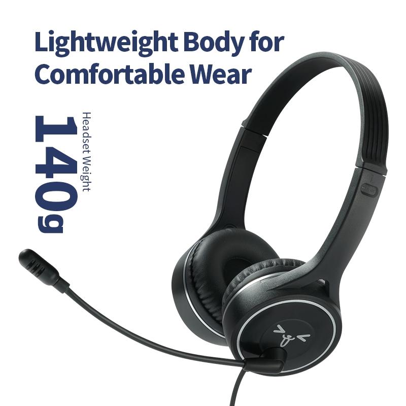 Long Wired Gaming Headset Noise Cancelling 3.5Mm Interface Black