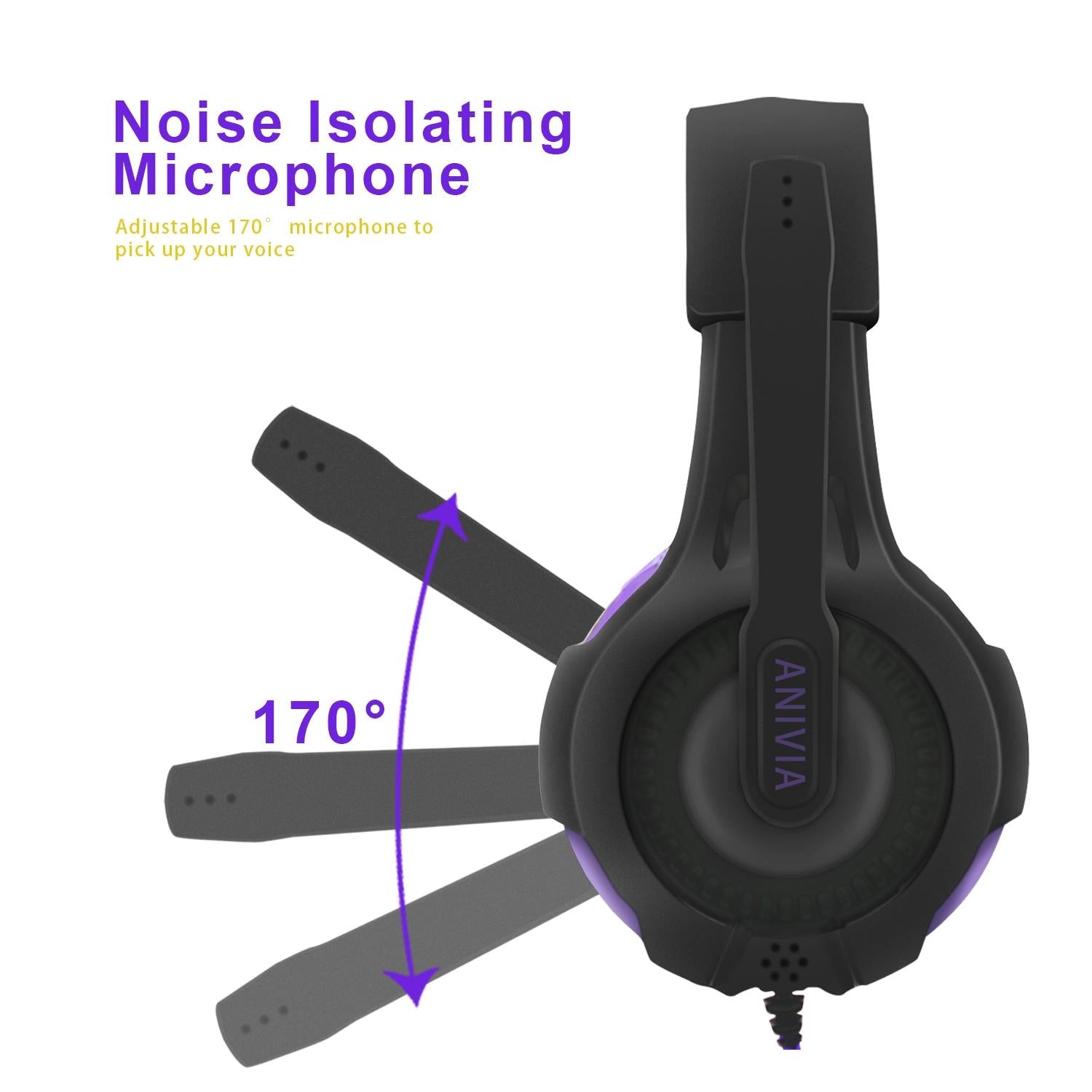 3.5Mm Wired Gaming Headset With Mic Black / Purple