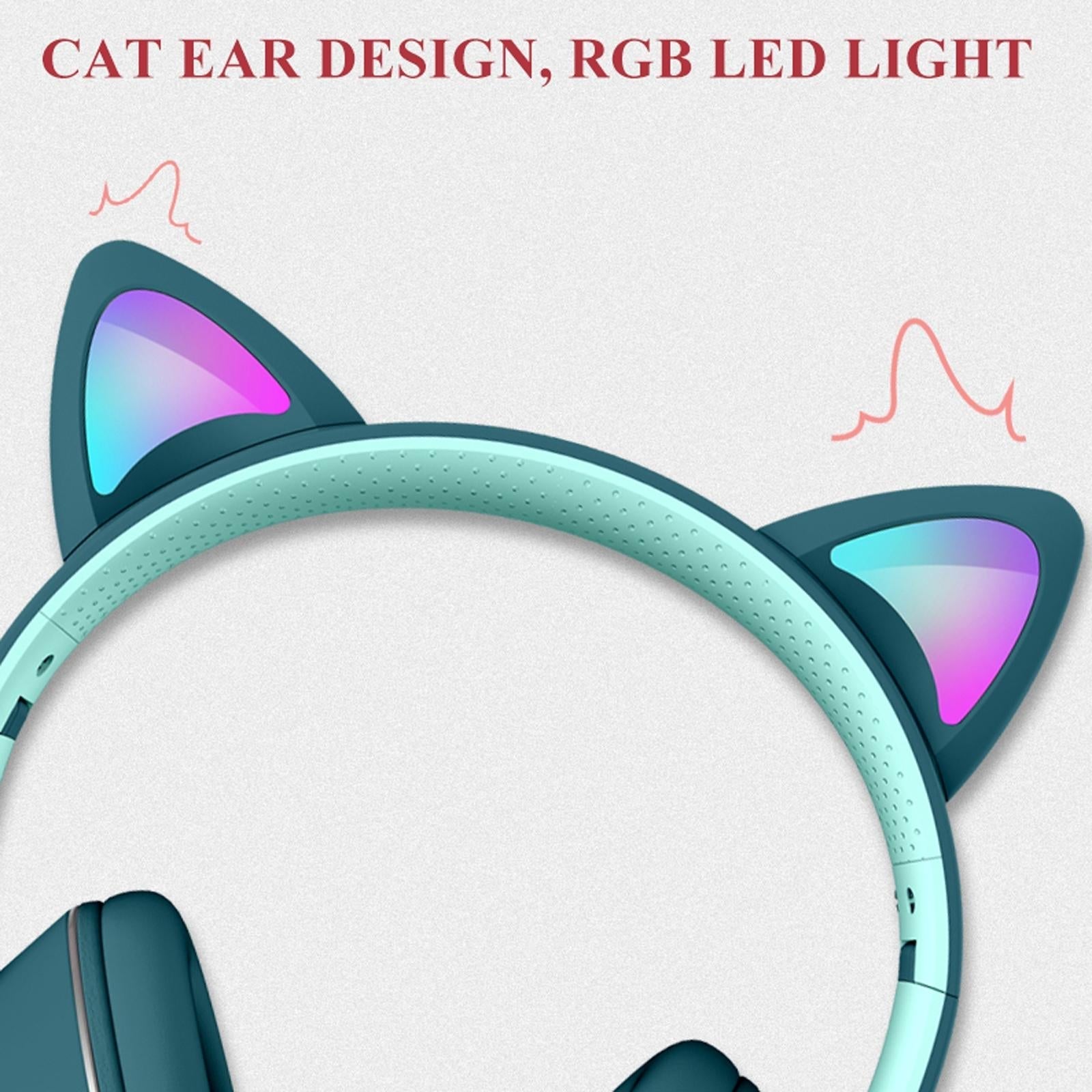 Foldable Led Headset With Mic Usb + 3.5Mm Port - Pink