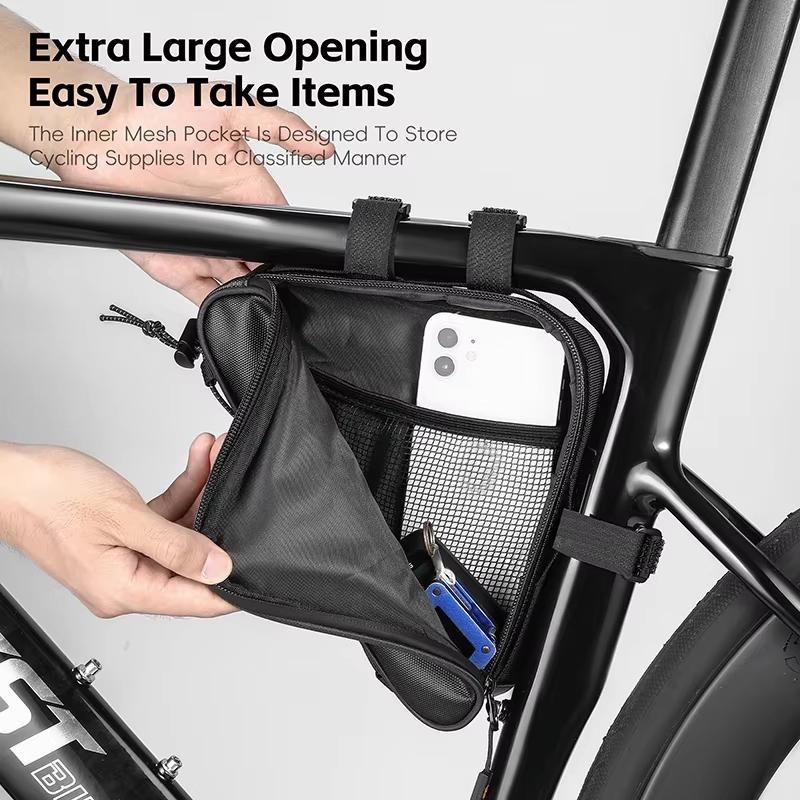 Black Bicycle Crossbar Triangle Bag For Cycling