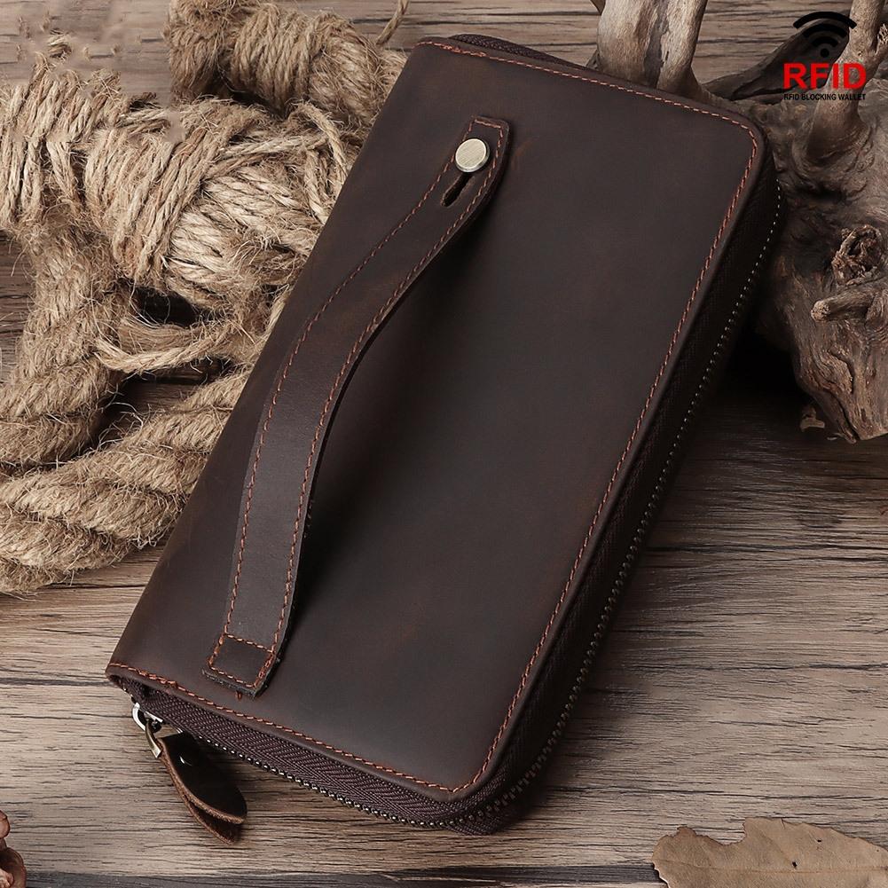 Leather Rfid Men Wallet - Coffee Multi-card