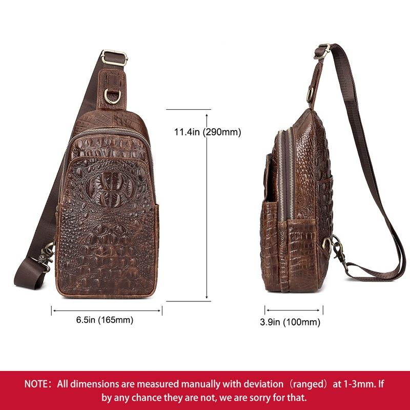 Leather Men Crossbody Bag - Coffee