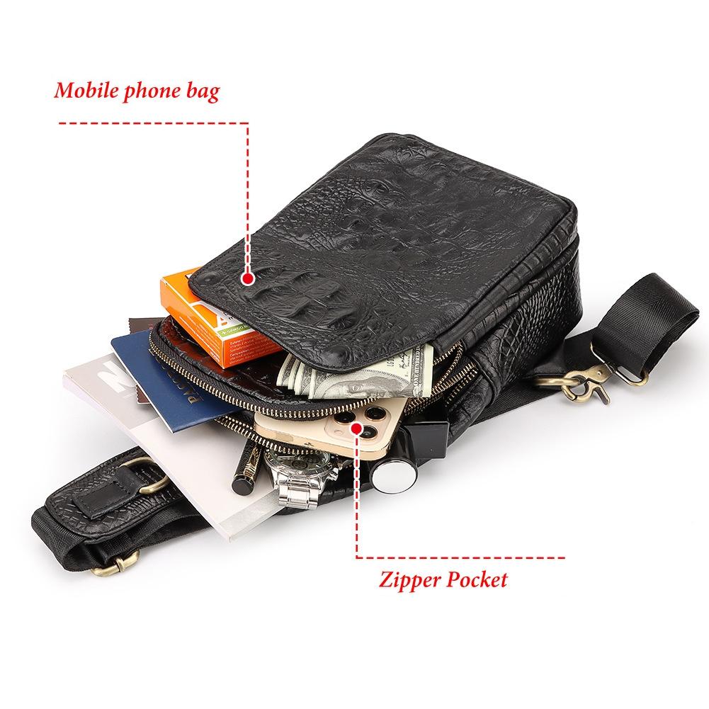 Leather Men Crossbody Bag - Coffee