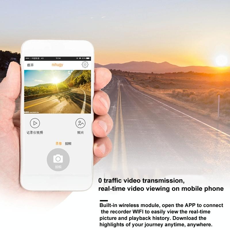 1080p Wifi Dash Cam with 170 Degree Wide Angle Lens - Hidden Car Recorder Black