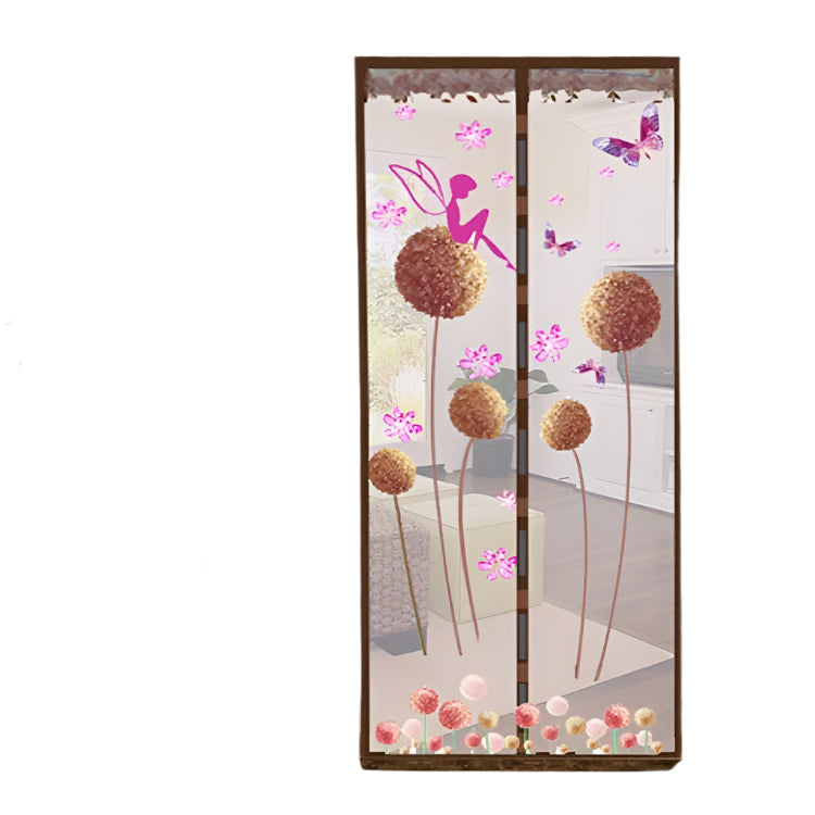 100x210cm Magnetic Summer Mosquito Screen Door Curtain - Coffee