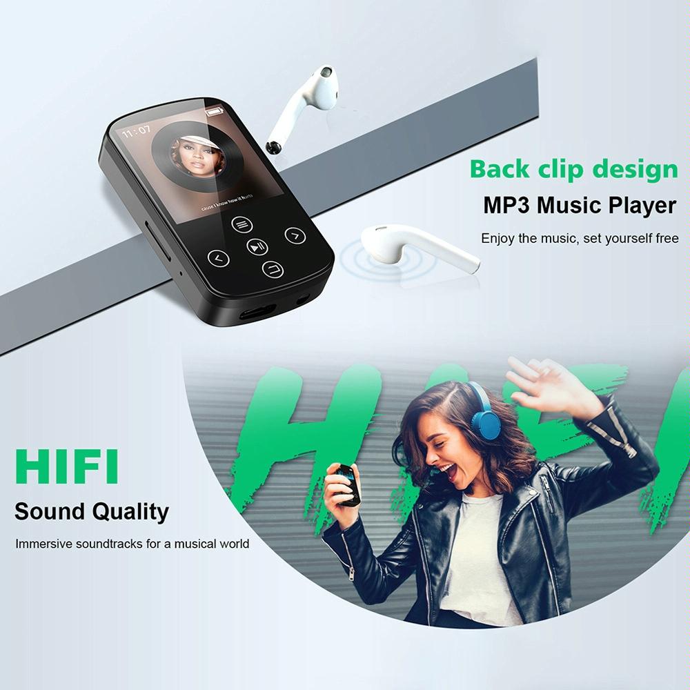 Touch Screen Mp3 Bluetooth Music Player 128Gb Memory Hifi Sports Clip - 8Gb