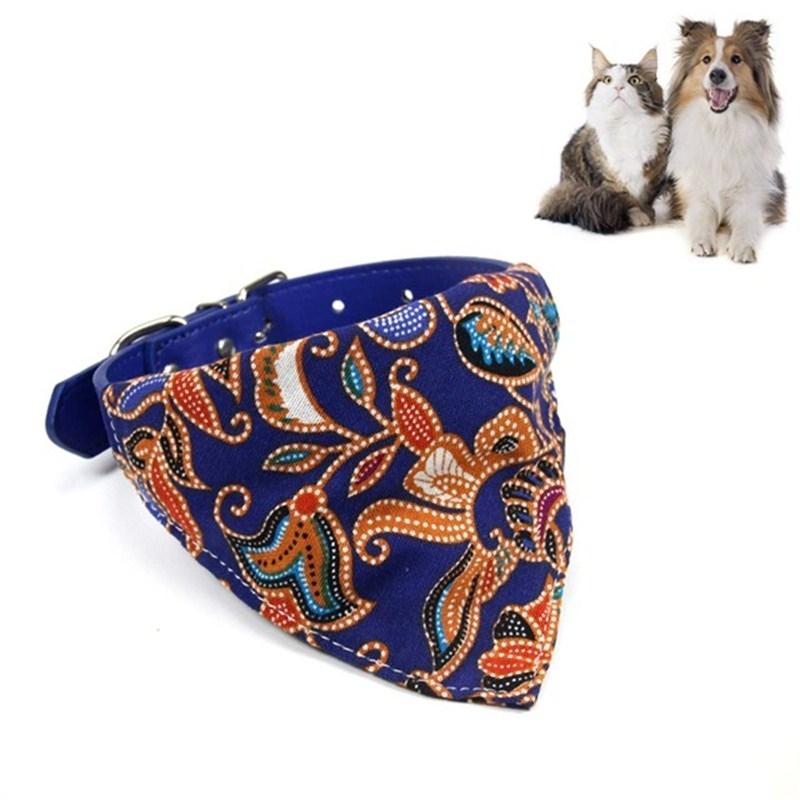 Cotton Pet Bib Cat Headband Dog Saliva Towel - Size L - Blue