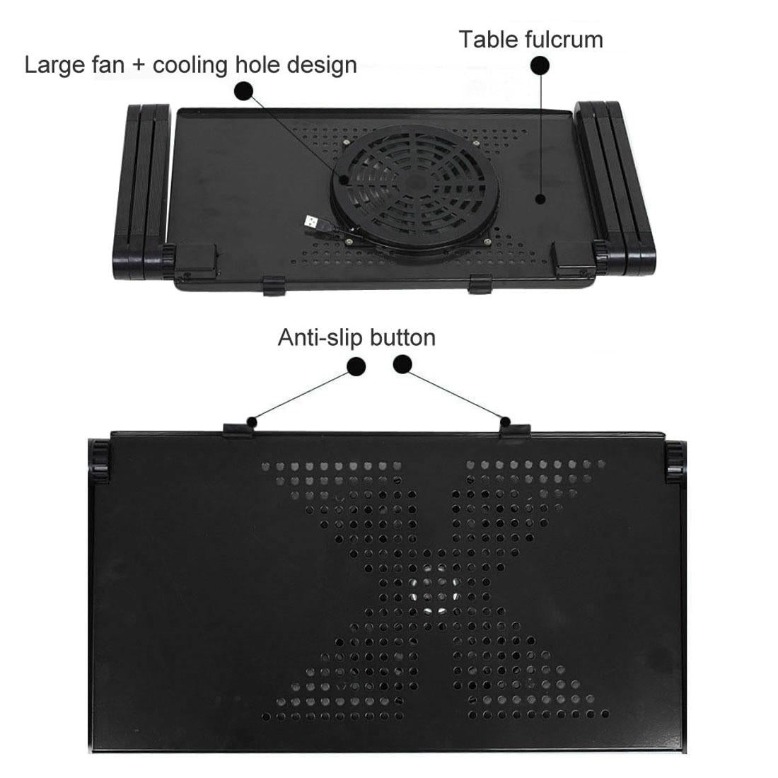Adjustable Foldable Laptop Stand with Fans & Mouse Pad - Portable Aluminum Alloy - Black
