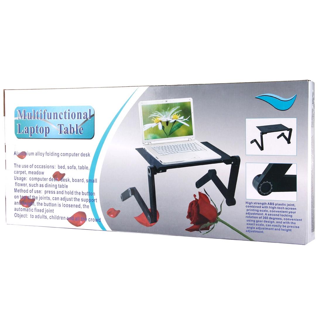 Adjustable Foldable Laptop Stand with Fans & Mouse Pad - Portable Aluminum Alloy - Black