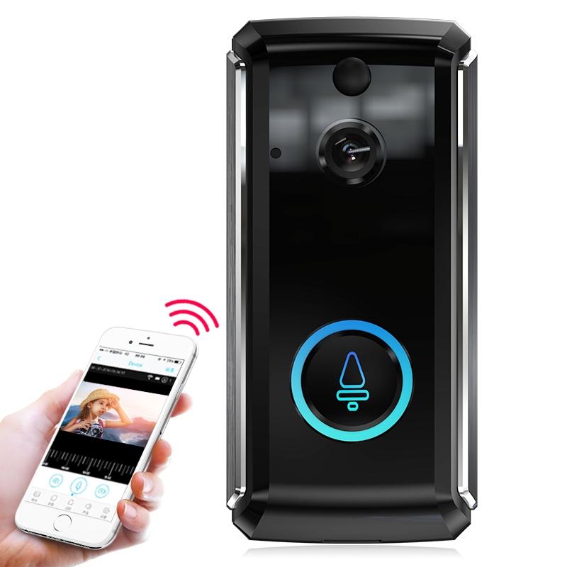 Smart Wifi Video Doorbell With Night Vision & Motion Detection - 2-Way Intercom - 32Gb Sd Card - Black