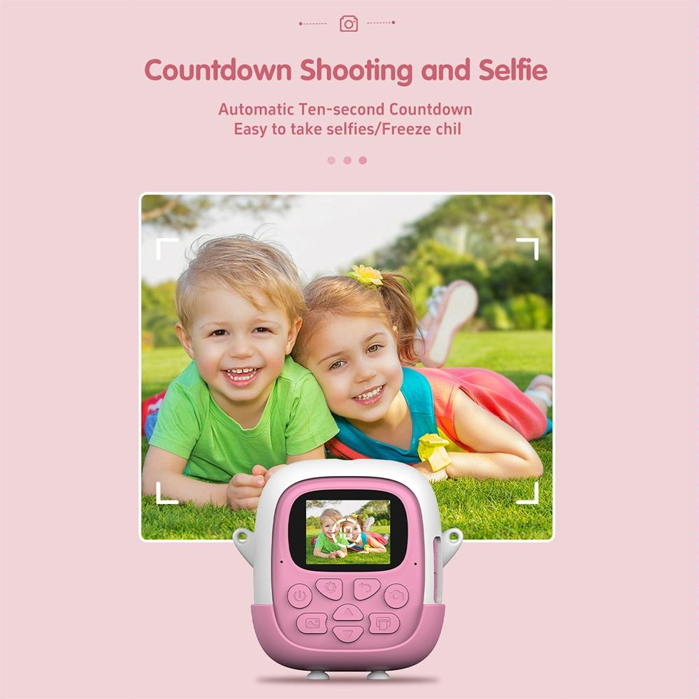720P Hd Reversible Mini Digital Camera For Children - Cartoon Print - Green