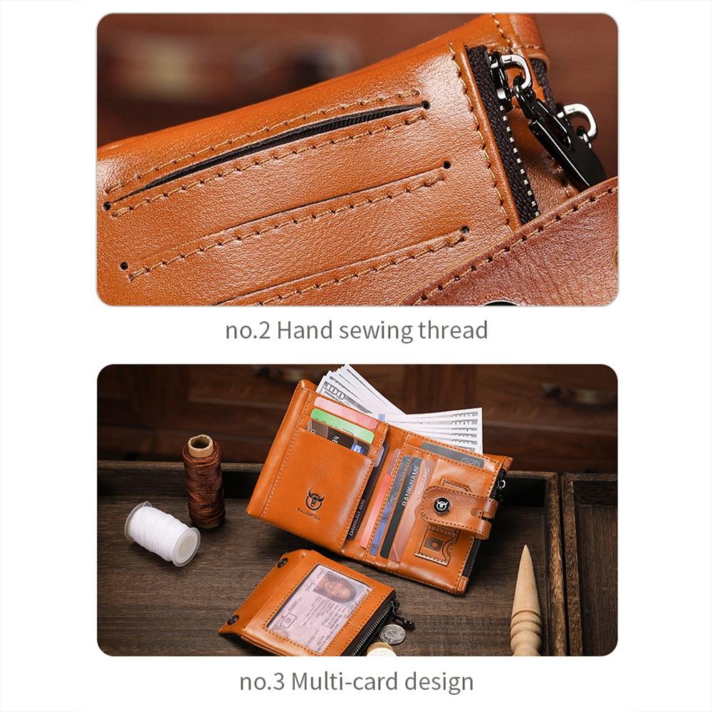 Rfid-protected Cowhide Wallet - Secure & Stylish - Coffee