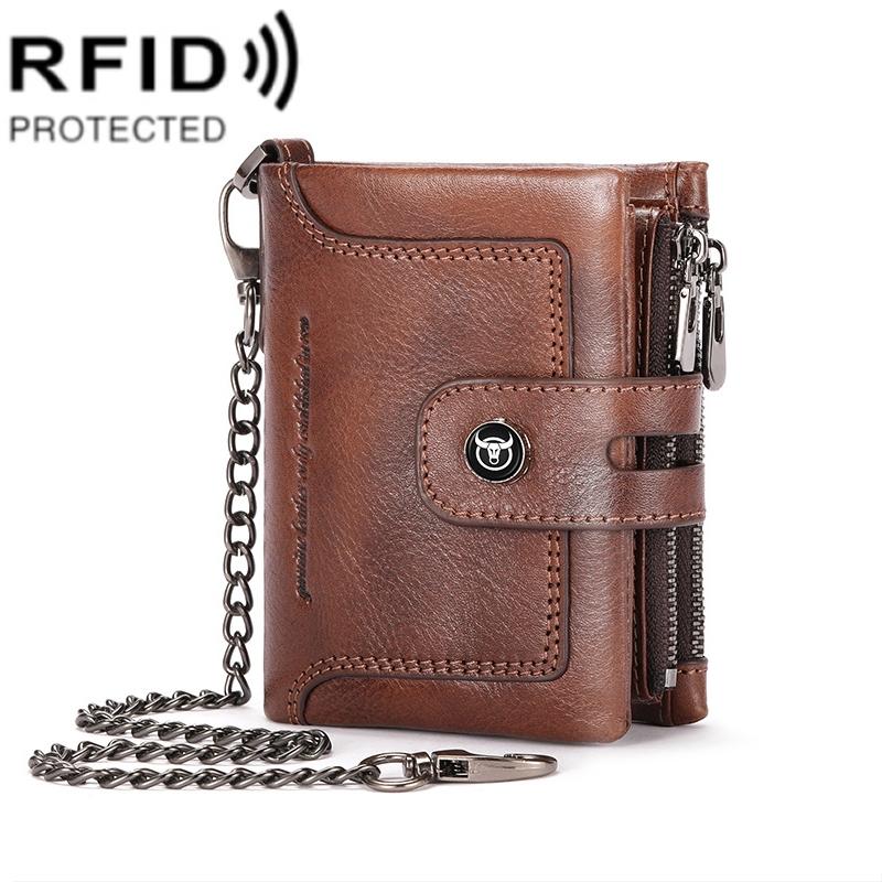 Rfid-protected Cowhide Wallet - Secure & Stylish - Coffee