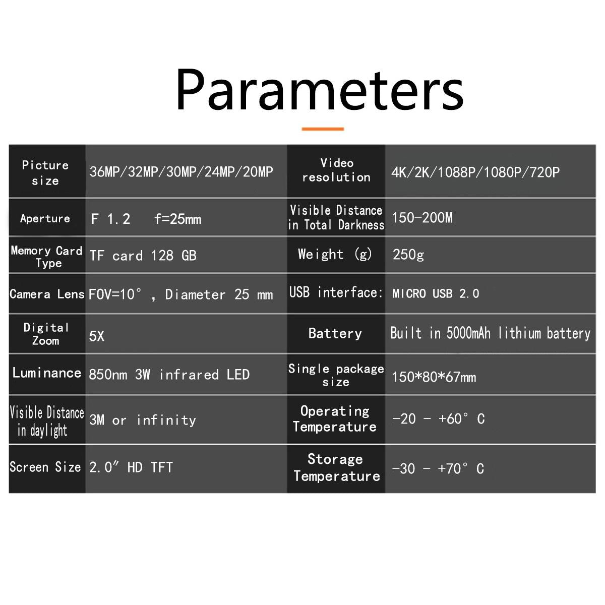 4K Hd Monocular Digital Night Vision For Outdoor Hunting - Black