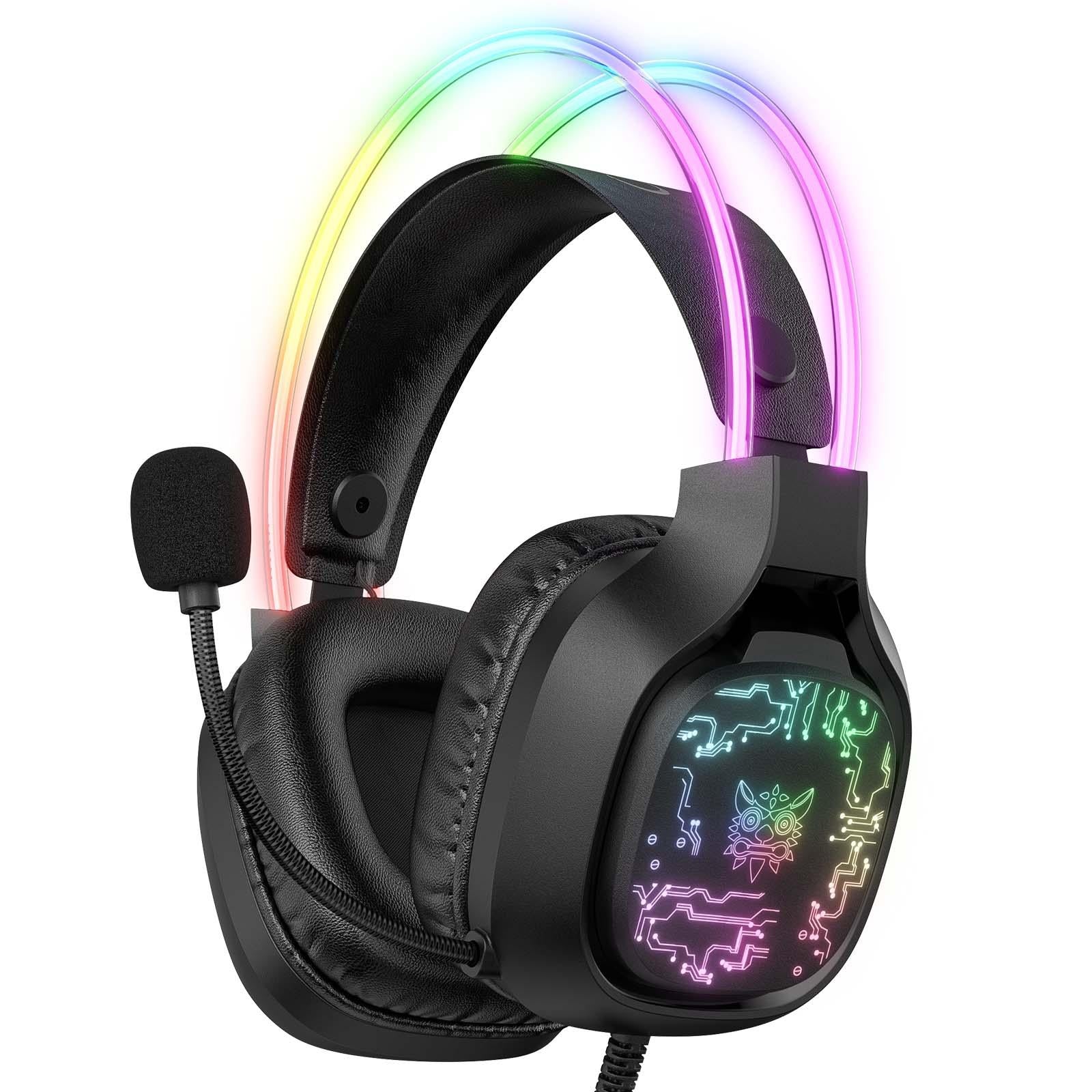 Colourful Light Gaming Headset With Mic 1.8M Cable - White